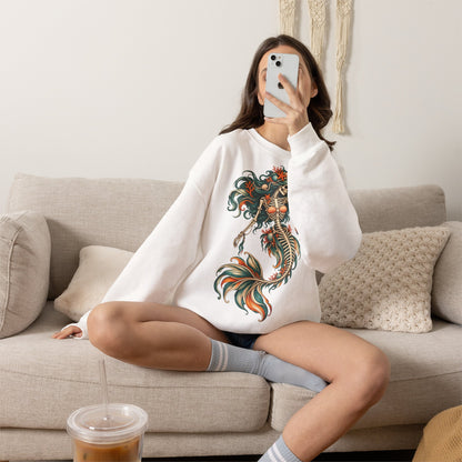 Skeleton Mermaid Crewneck Sweatshirt — Gothic Halloween Mermaid Pullover