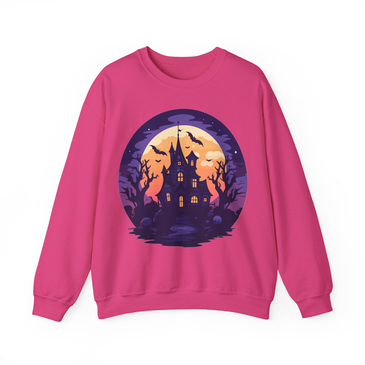 Halloween Haunted House Sweatshirt — Spooky Moonlit Castle Crewneck