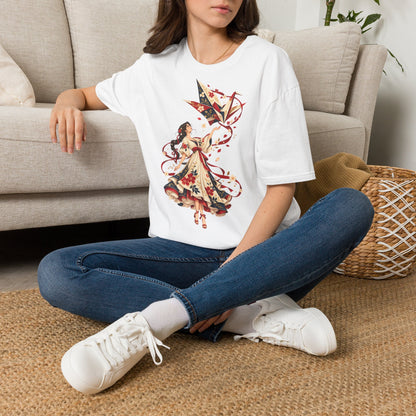 Floral Umbrella Girl T-Shirt — Whimsical Vintage Illustration Tee