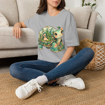 Turtle Garden Tee — Cute Floral Baby Turtle Illustration T-Shirt