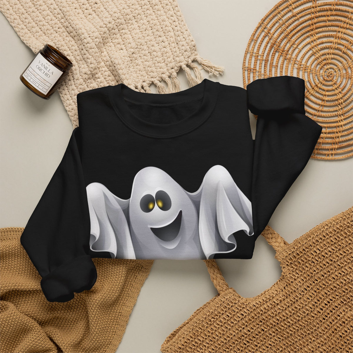 Halloween Ghost Sweatshirt — Cute Spooky Crewneck Pullover