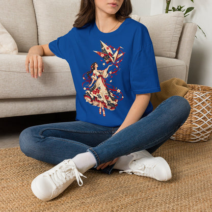 Floral Umbrella Girl T-Shirt — Whimsical Vintage Illustration Tee