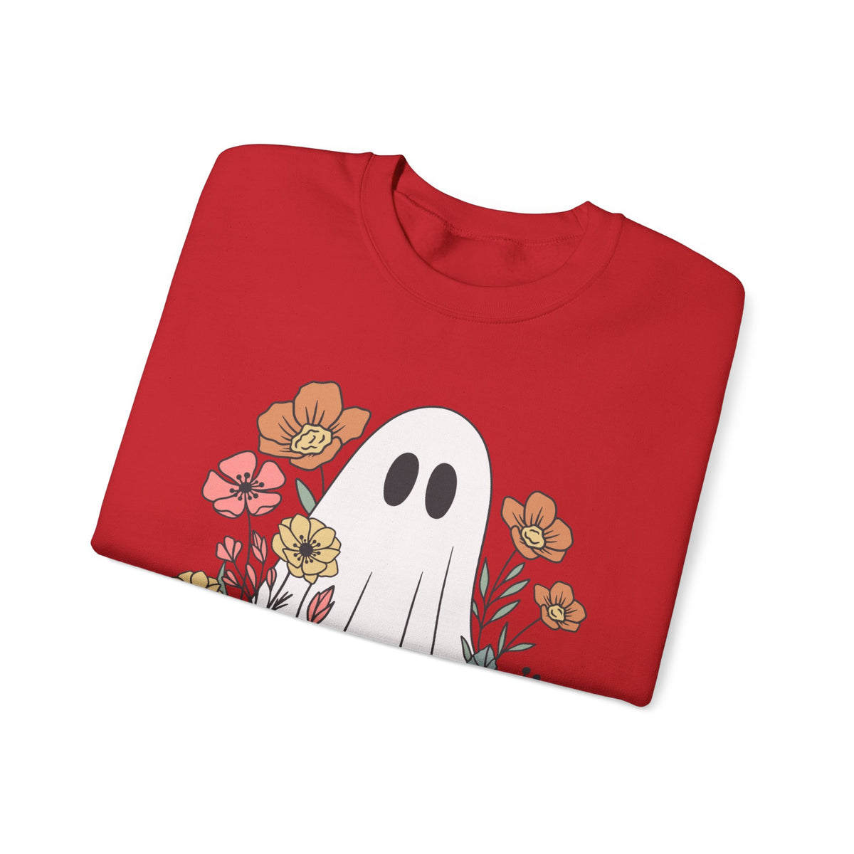 Cute Floral Ghost Sweatshirt – Halloween Crewneck Pullover
