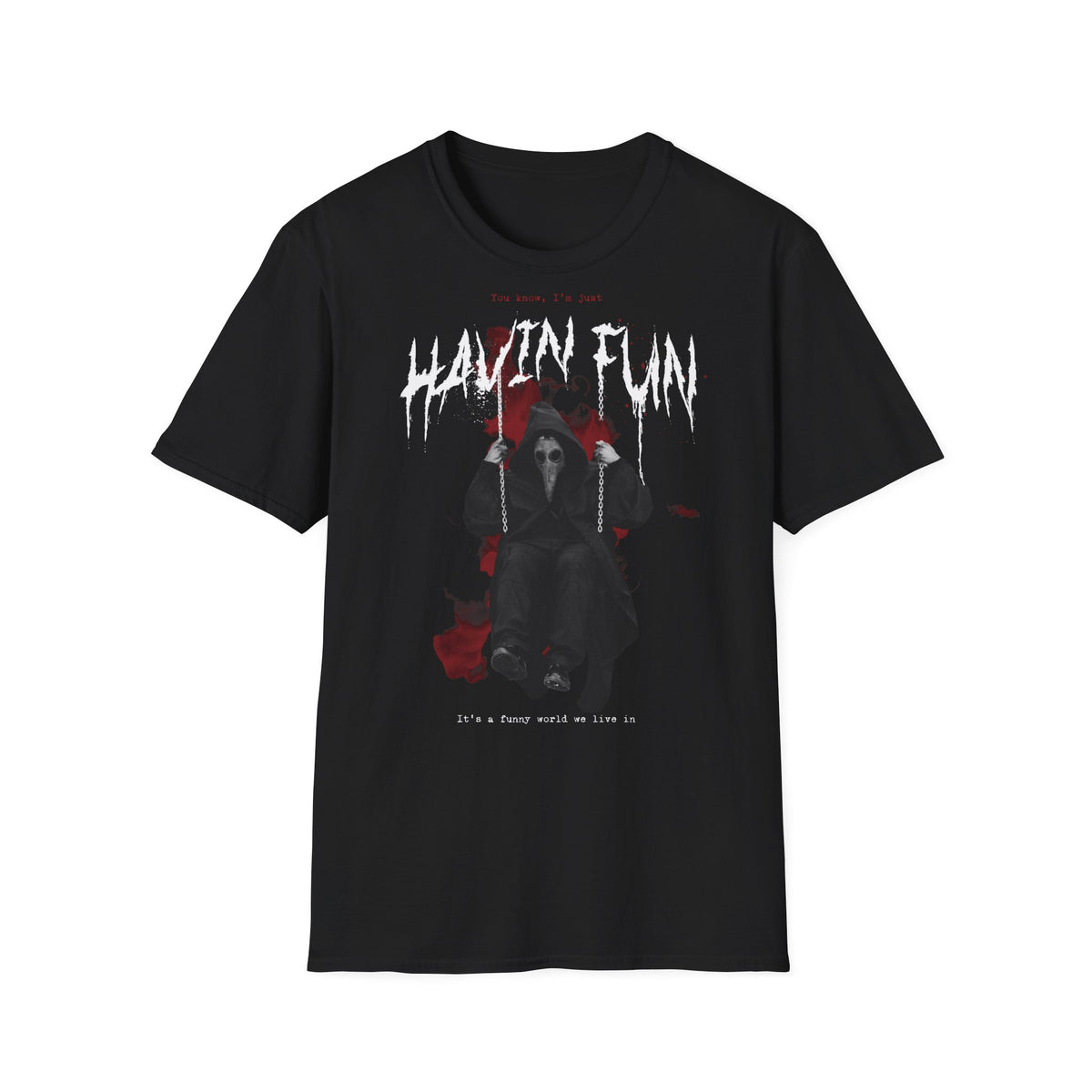 Havin' Fun Horror Grim Reaper T-Shirt — Gothic Skull & Roses Dark Tee