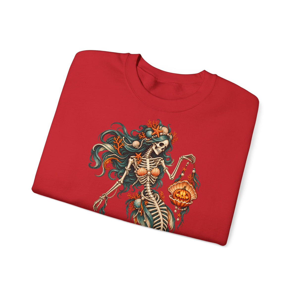 Skeleton Mermaid Crewneck Sweatshirt — Gothic Halloween Mermaid Pullover