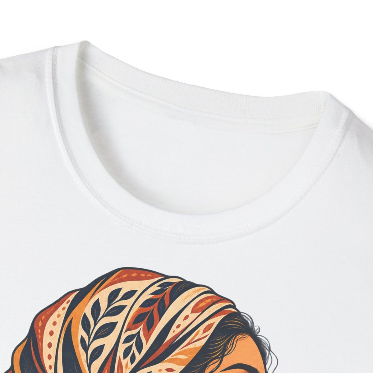 Floral Headwrap Portrait T-Shirt — Boho Vintage Woman Graphic Tee