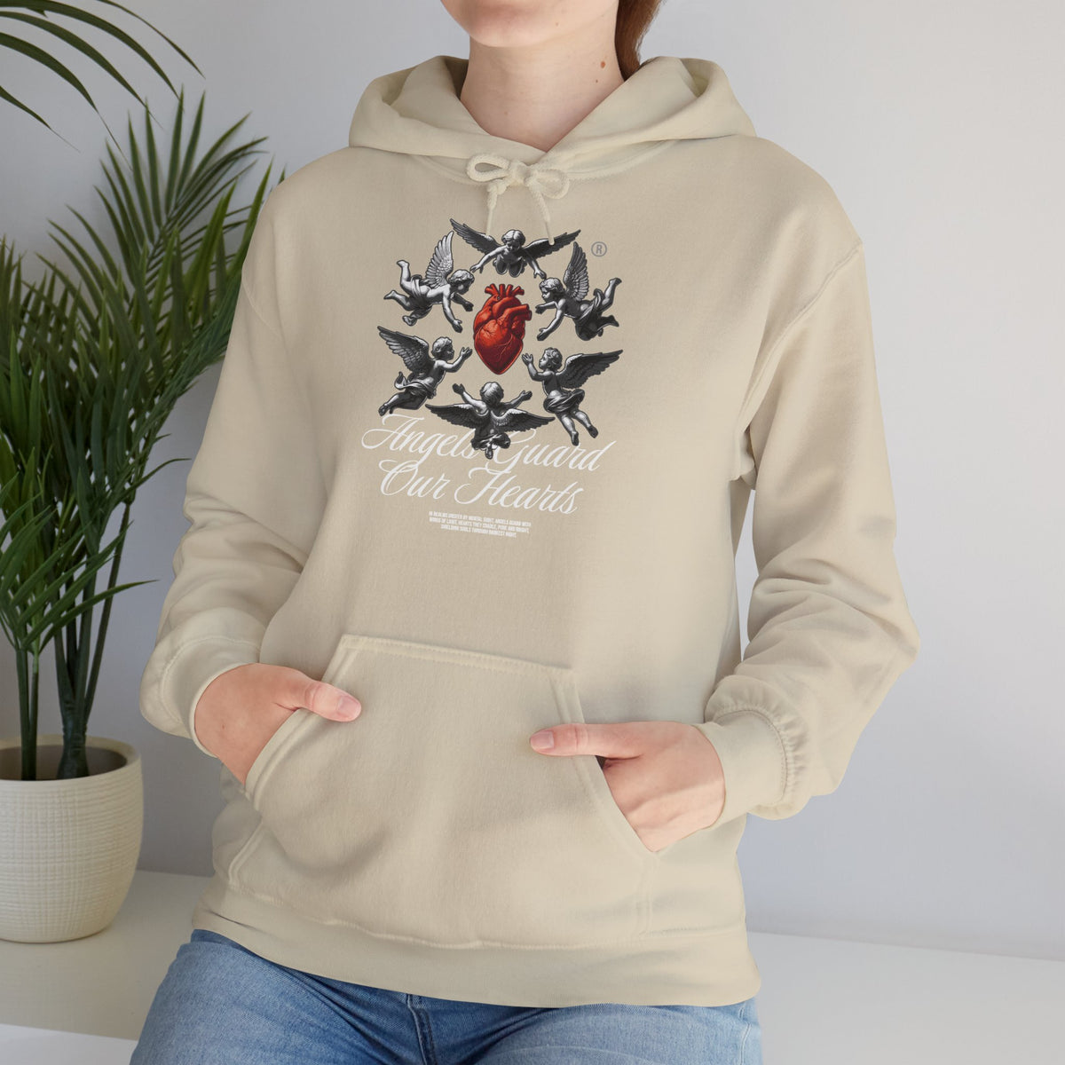Anatomical Heart Hoodie – "Angels Guard Our Hearts" Graphic Sweatshirt