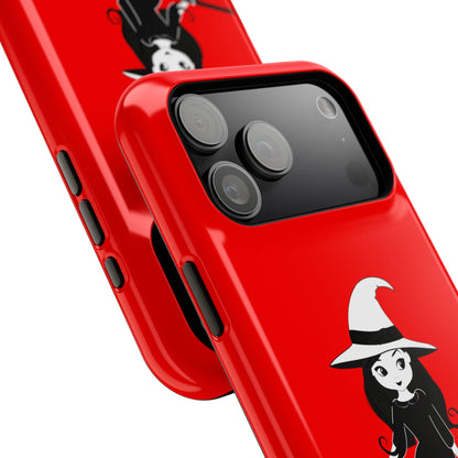 Witch on Broom Red Magnetic Impact Phone Case