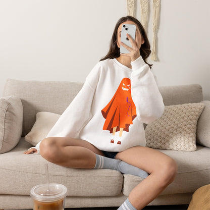 Halloween Ghost Costume Sweatshirt — Cute Spooky Ghost Holding Lollipop Crewneck
